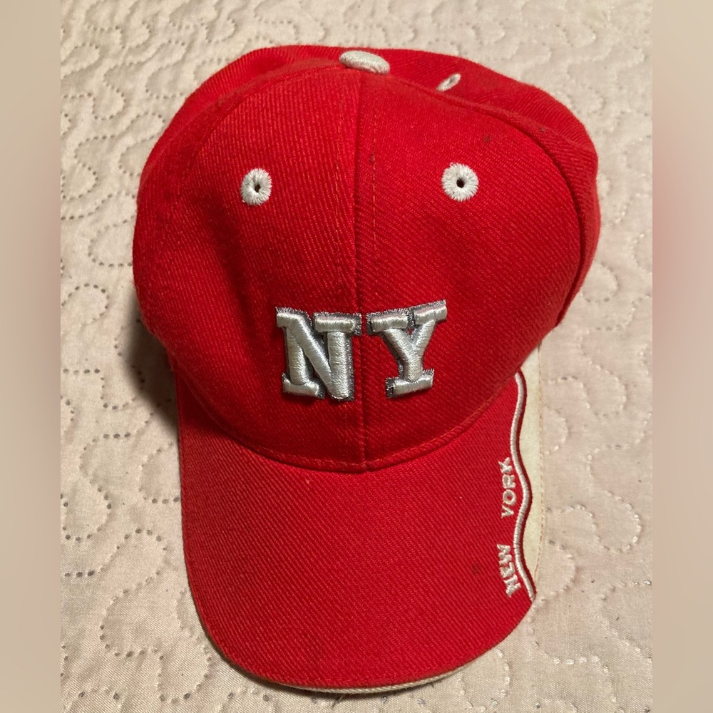 NY Kbethos Red White Child’s Ball Cap Embroidered Letters  Game Day